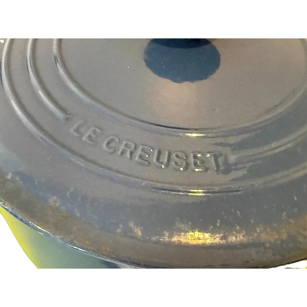 Vintage Le Creuset Cobalt Blue Round Cast Iron Dutch Oven Pot 28 7.25 Qt France